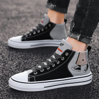 男童帆布鞋秋季12中大童韩版百搭潮鞋13男孩高帮板鞋15岁初中学生