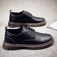 2021新款春季男鞋男士黑色休闲皮鞋英伦风潮流工装鞋青年百搭潮鞋
