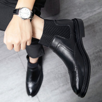 夏季男鞋尖头马丁靴发型师夜店高帮皮鞋英伦风切尔西短靴休闲潮鞋