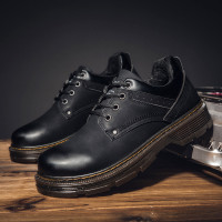 2021新款夏季男鞋英伦布洛克休闲潮流百搭皮鞋工装低帮马丁靴潮鞋