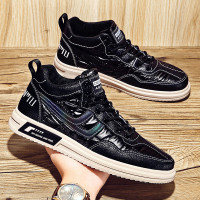 2021年新款夏季男鞋加绒保暖羽绒布鞋雪地靴韩版潮流高帮板鞋潮鞋