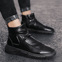 2021新款春季男鞋英伦百搭切尔西短靴黑色潮流马丁靴高帮皮靴潮鞋