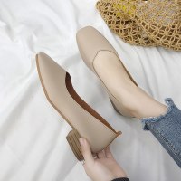 春秋单鞋女百搭2021年新款中跟小香风晚晚温柔鞋仙女奶奶豆豆鞋子