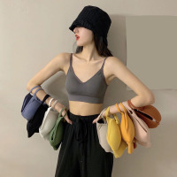 性感无钢圈交叉吊带美背裹胸带胸垫夏季文胸内衣防走光聚拢小胸女