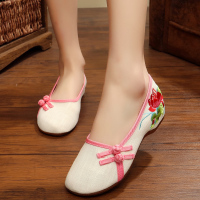春夏新品青年绣花鞋民族风布鞋内增高女鞋时尚老北京女布鞋单鞋