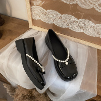 鞋子女2021新款复古法式单鞋一脚蹬懒人小皮鞋百搭休闲珍珠豆豆鞋