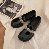 复古粗跟玛丽珍鞋女2021新款英伦风小皮鞋水晶乐福鞋大头娃娃单鞋