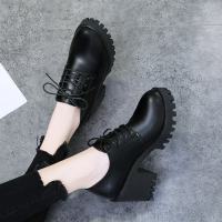 黑色女士小皮鞋女2021秋季新款百搭英伦风高跟鞋粗跟职业工作单鞋