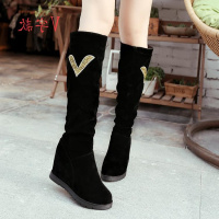 2021秋季新款女鞋磨砂圆头高筒靴女平底靴子中长靴女靴中靴季潮