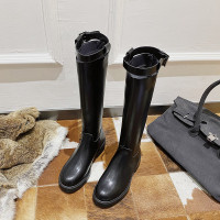 2021年新款中筒秋季过膝长靴高筒长筒靴女英伦风马丁骑士单靴春秋