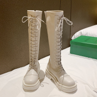 长筒靴女2021新款春秋显瘦高筒厚底长靴白色过膝小个子骑士靴子鞋