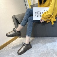 冬季女2021新款厚底雪地靴外穿保暖方格加绒棉靴面包棉靴