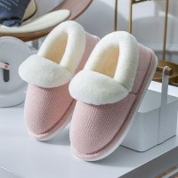棉鞋秋冬季厚底保暖棉拖鞋女家居家用室内毛绒月子鞋情侣可爱包跟