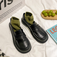 厚底英伦风一脚蹬小皮鞋女2022年新款春季单鞋子韩版复古乐福鞋酷