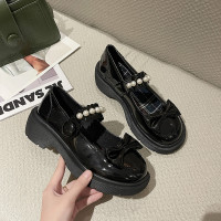 玛丽珍女鞋2022新款春秋季圆头英伦风小皮鞋女配裙子白色粗跟单鞋