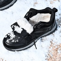 劳保男鞋厨房上班耐磨运动黑色中高帮冬季加绒登山潮鞋