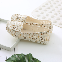 婕秘夏季塑料凉鞋女平底工作鞋镂空休闲洞洞鞋沙滩鞋印花妈妈鞋软