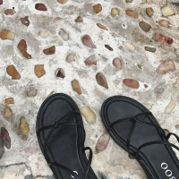 婕秘绑带凉鞋女仙女风2021夏季新款时尚百搭交叉平底学生罗马鞋ins潮