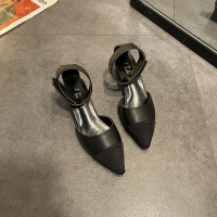 婕秘凉鞋女仙女风2021年春季新款高跟鞋百搭尖头网红晚晚粗跟单鞋