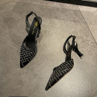 婕秘凉鞋女仙女风2021年夏季新款时尚包头细跟夏天百搭气质尖头高跟鞋