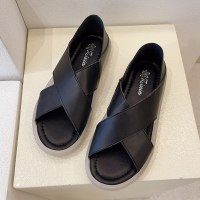 婕秘凉鞋女仙女风平底2021年新款夏季果冻运动罗马两穿交叉凉拖ins潮