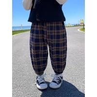 婕秘童装男童裤子春秋宝宝休闲裤秋款韩版小童灯笼裤儿童秋装格子裤潮