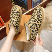 婕秘低帮雪地靴女2021冬季新款加绒特厚保暖孕妇小众东北豹纹棉鞋