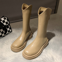婕秘中筒马丁靴女鞋2021秋冬季新款英伦风厚底靴子粗跟显瘦骑士靴短靴