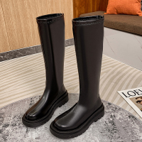 婕秘长筒靴女2021秋季新款网红百搭厚底长靴英伦风粗跟显瘦高筒骑士靴