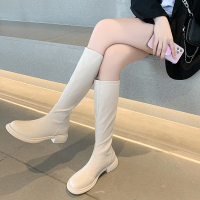 婕秘长靴女鞋2021新款网红百搭高筒骑士靴后拉链马丁靴显瘦春秋单靴子