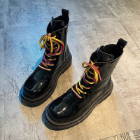 婕秘复古马丁靴女2021年秋季新款松糕时尚百搭小个子英伦风短筒靴