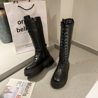 婕秘白色靴子2021年新款英伦风长靴不过膝马丁靴女春秋单靴高筒骑士靴