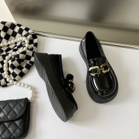 婕秘厚底小皮鞋女2022春季新款复古百搭英伦风黑色单鞋日系jk鞋乐福鞋