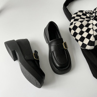 婕秘小皮鞋女英伦风2022春季新款厚底百搭单鞋日系jk鞋子一脚蹬乐福鞋