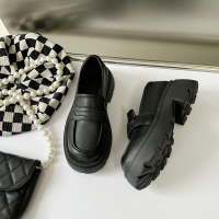 婕秘白色小皮鞋女英伦风2022春季新款厚底百搭单鞋日系jk鞋懒人乐福鞋