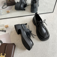 婕秘黑色小皮鞋女2022春季新款复古百搭英伦风厚底粗跟单鞋日系jk鞋子