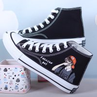 婕秘2022春季平底高帮帆布鞋韩版百搭男女孩子大童板鞋初中小学生单鞋