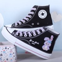 婕秘2022新款春季板鞋少女孩软底高帮帆布鞋公主鞋平底布鞋潮