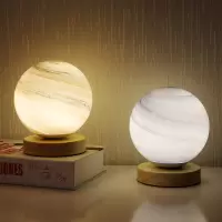 北欧装饰星球台灯温馨调光床头灯卧室网红玻璃简约遥控小夜灯睡眠