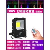 led七彩投光灯射灯户外防水园林景观照树室外插地彩色草坪射树灯|30W七彩变色RGB(送遥控)照2米10平方