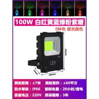 led七彩投光灯射灯户外防水园林景观照树室外插地彩色草坪射树灯|100W白红黄蓝绿粉紫暖8选1照8米60平方