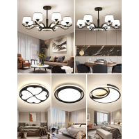 北欧客厅吊灯现代简约家用全屋灯具套餐2020新款黑白风格大厅吊灯