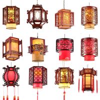 中式小吊灯仿古火锅店中国风茶楼吧台过道餐厅木艺羊皮饭店阳台灯