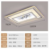 轻奢水晶客厅灯2021年新款led吸顶灯简约现代房间灯卧室灯具套餐|长方形110*70cm无极遥控