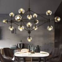 北欧简约客厅吊灯轻奢后现代服装店工业风创意个性网红分子魔豆灯