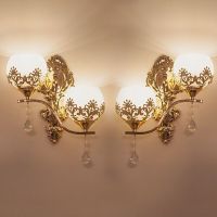 壁灯床头灯卧室欧式金色双头led客厅电视背景墙灯过道走廊楼梯灯
