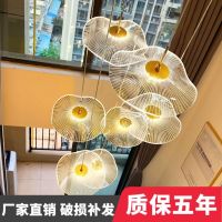 小复式楼客厅大吊灯现代简约北欧loft公寓别墅中空楼梯长吊灯挑高