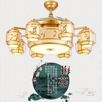 新中式中国风隐形吊扇灯家用客厅餐厅大厅饭厅变频带电风扇灯吊灯