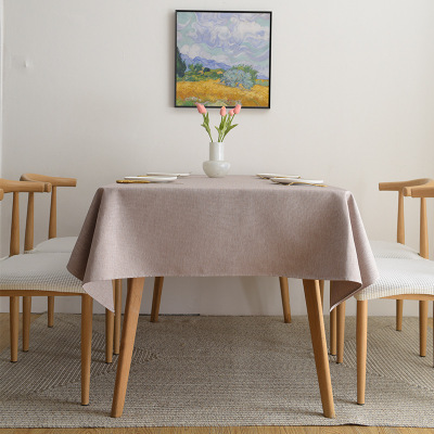 纯色布艺棉麻长方形书桌餐台茶几简约桌布桌垫定制