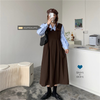 述雅学院风气质减龄背带连衣裙女装春季2021韩版新款收腰显瘦长款裙子